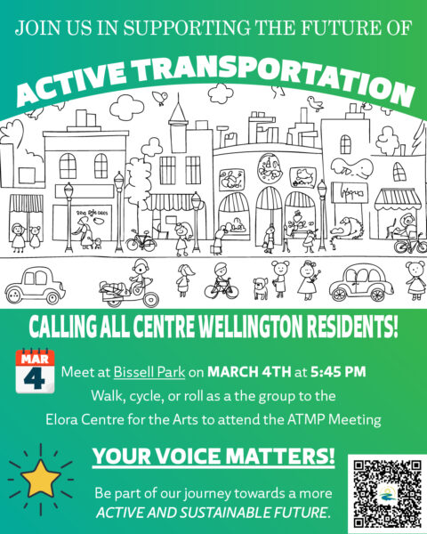 Notice of upcoming public information meeting about CW’s Active Transportation and Mobility Plan